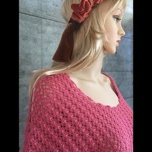 Hand crochet cotton watermelon cap sleeve top.